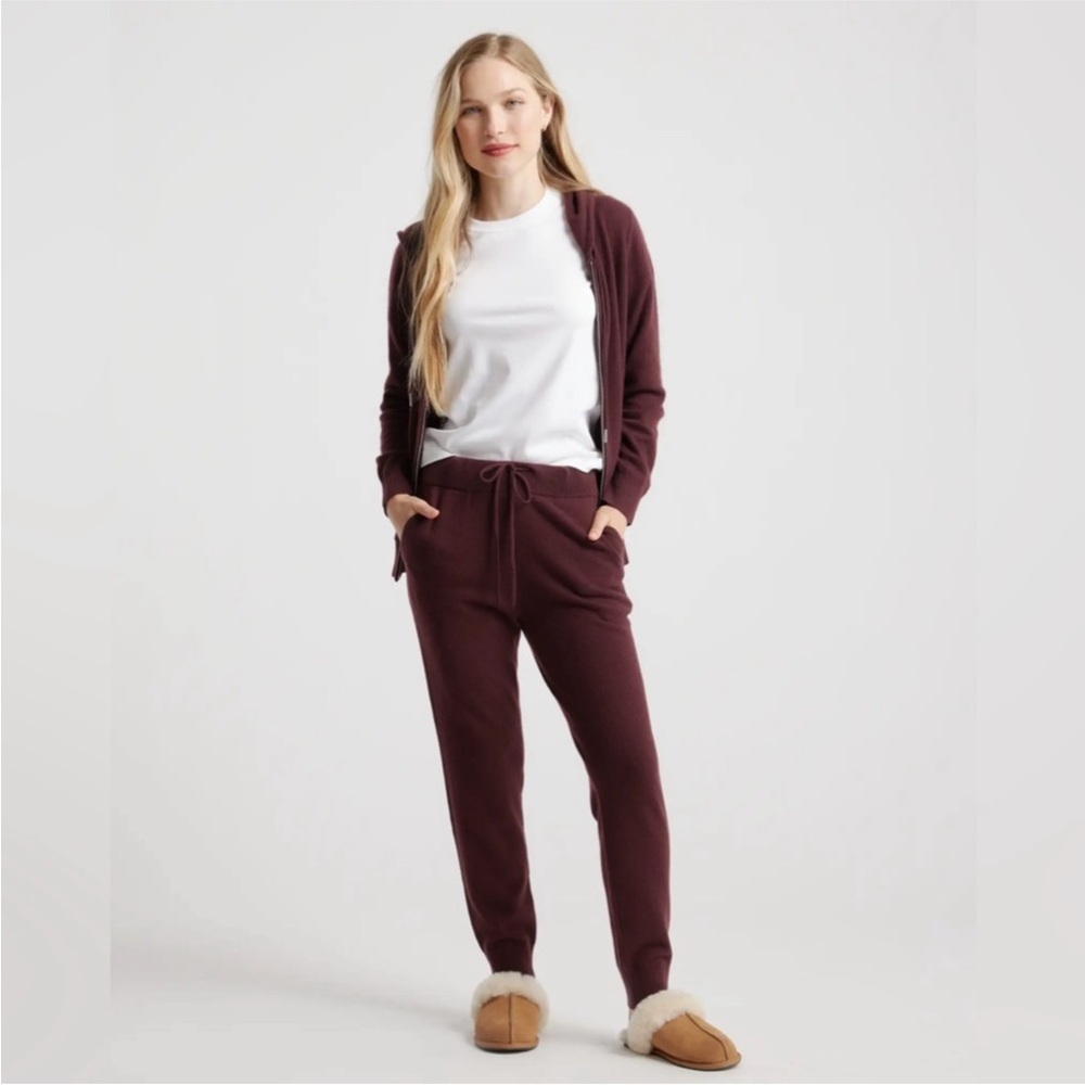 Quince Mongolian Cashmere Joggers Burgundy Red X-Large